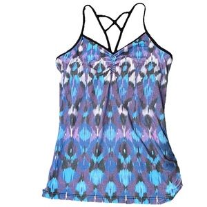 Prana Geometric Multicolor Racerback Tank Top W/ Built-In Bra